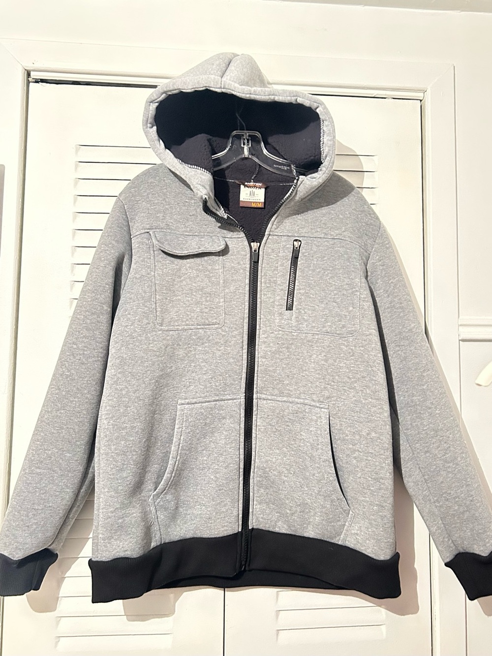 Snötek Evergreen Grey Sherpa Lined Full Zip Hoodie M